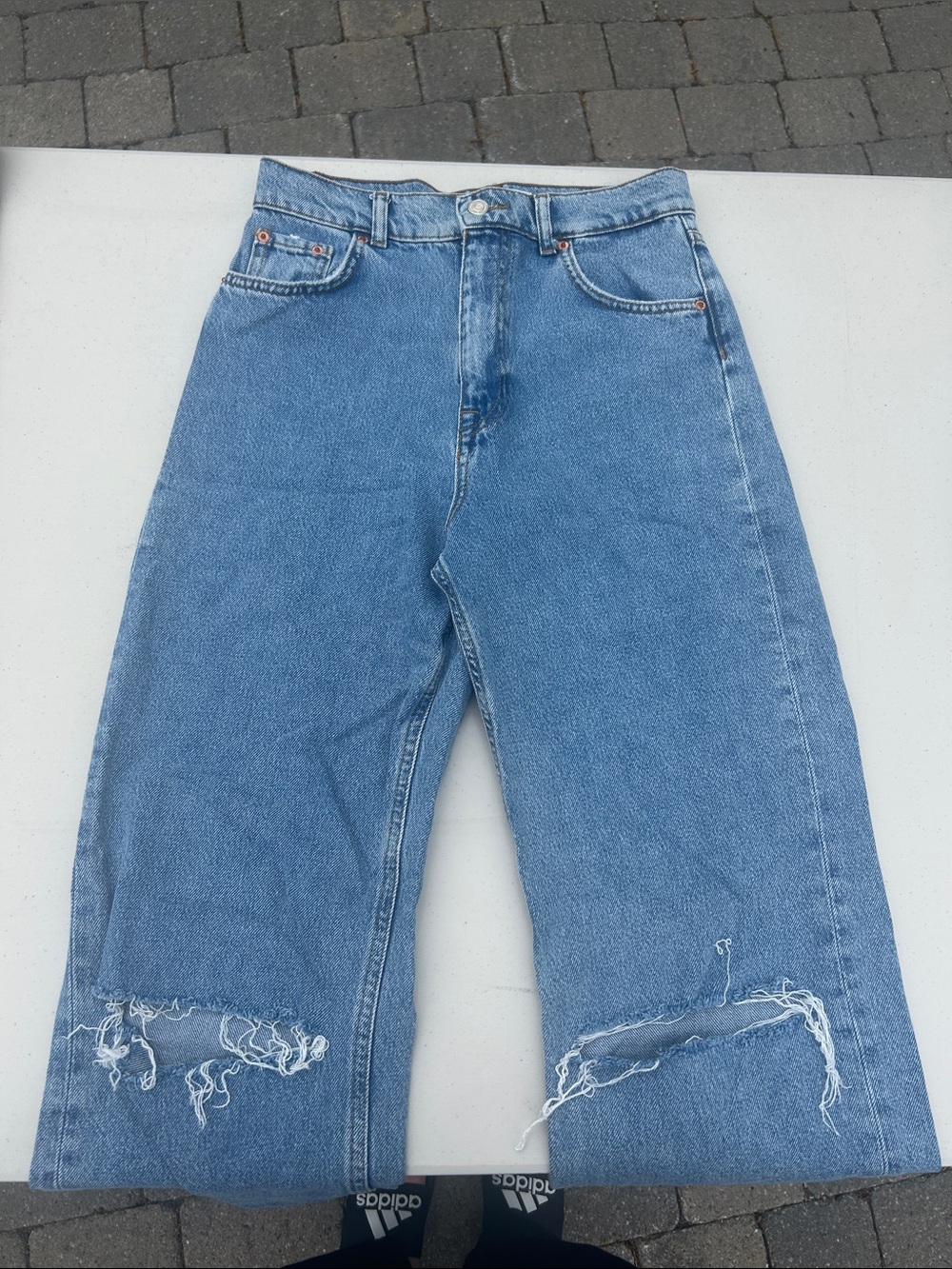 Zara Light Blue Denim Jeans with Distressed Details